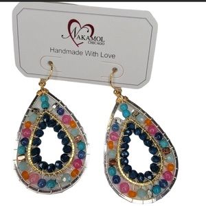 Nakamol Chicago Miracle TearDrop Beaded Handmade Earrings NWB Jewelry.
